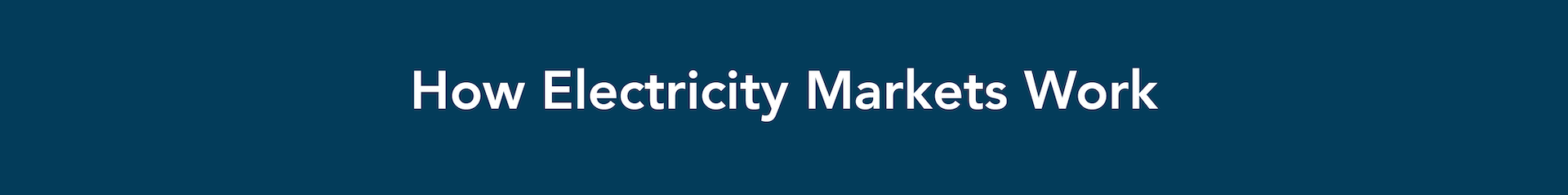 How Electricity Markets Work